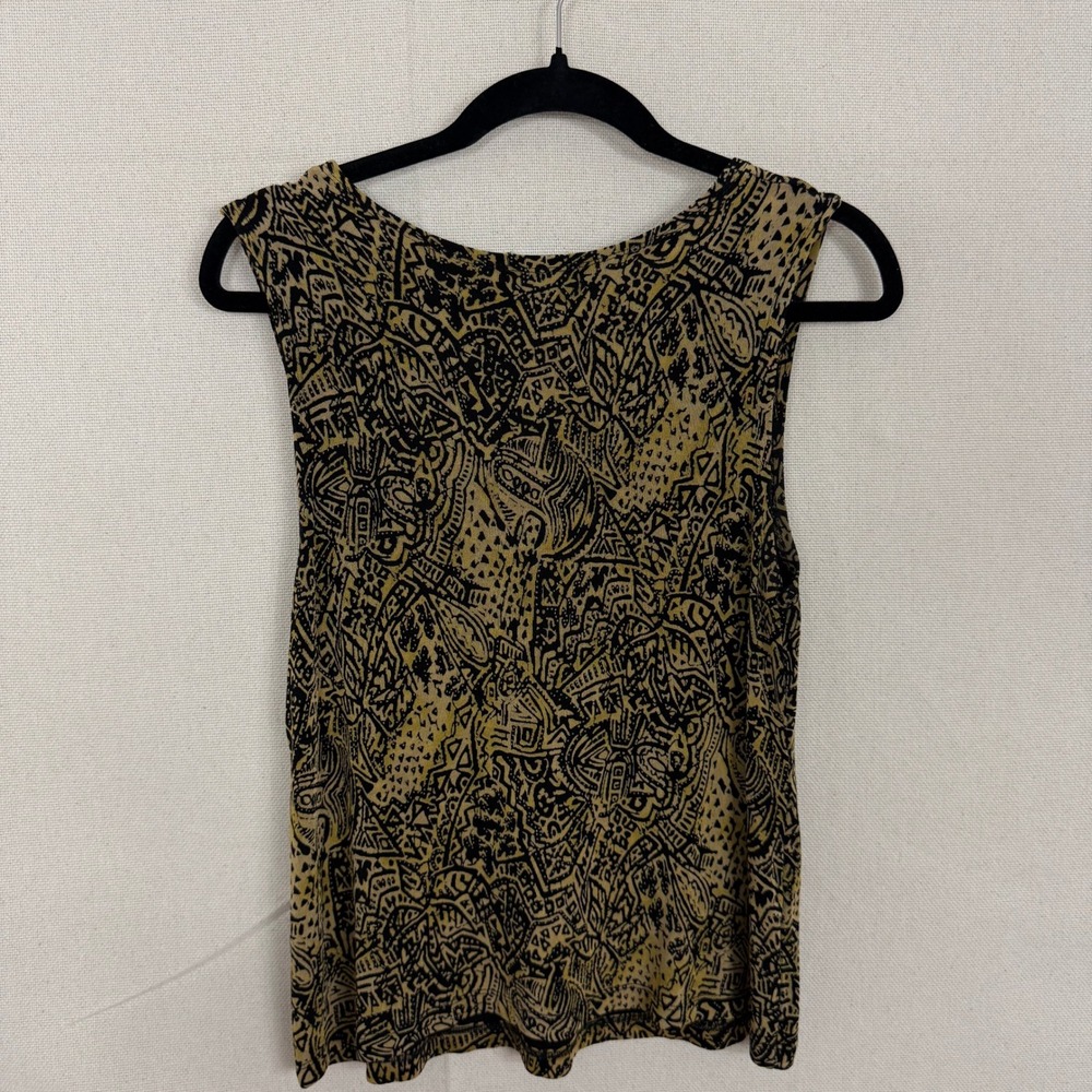Vintage West End Womens Abstract V-Neck Tank Top Tan Black Sleeveless JS1U0885 M - Picture 3 of 6